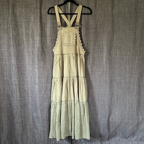 In loom three bird nest green overall dress maxi length size large - Picture 5 of 10